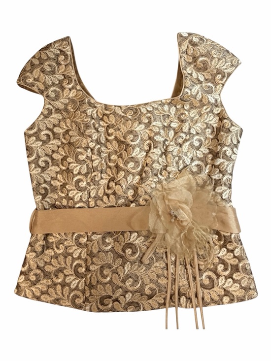 SONIA PEÑA Tops - Sonia Peña Gold Brocade Corset Top Lace Up Back Bustier Floral Formal EU 42 (10)